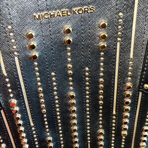 Michael Kors Black and Gold Studded Shoulder Bag